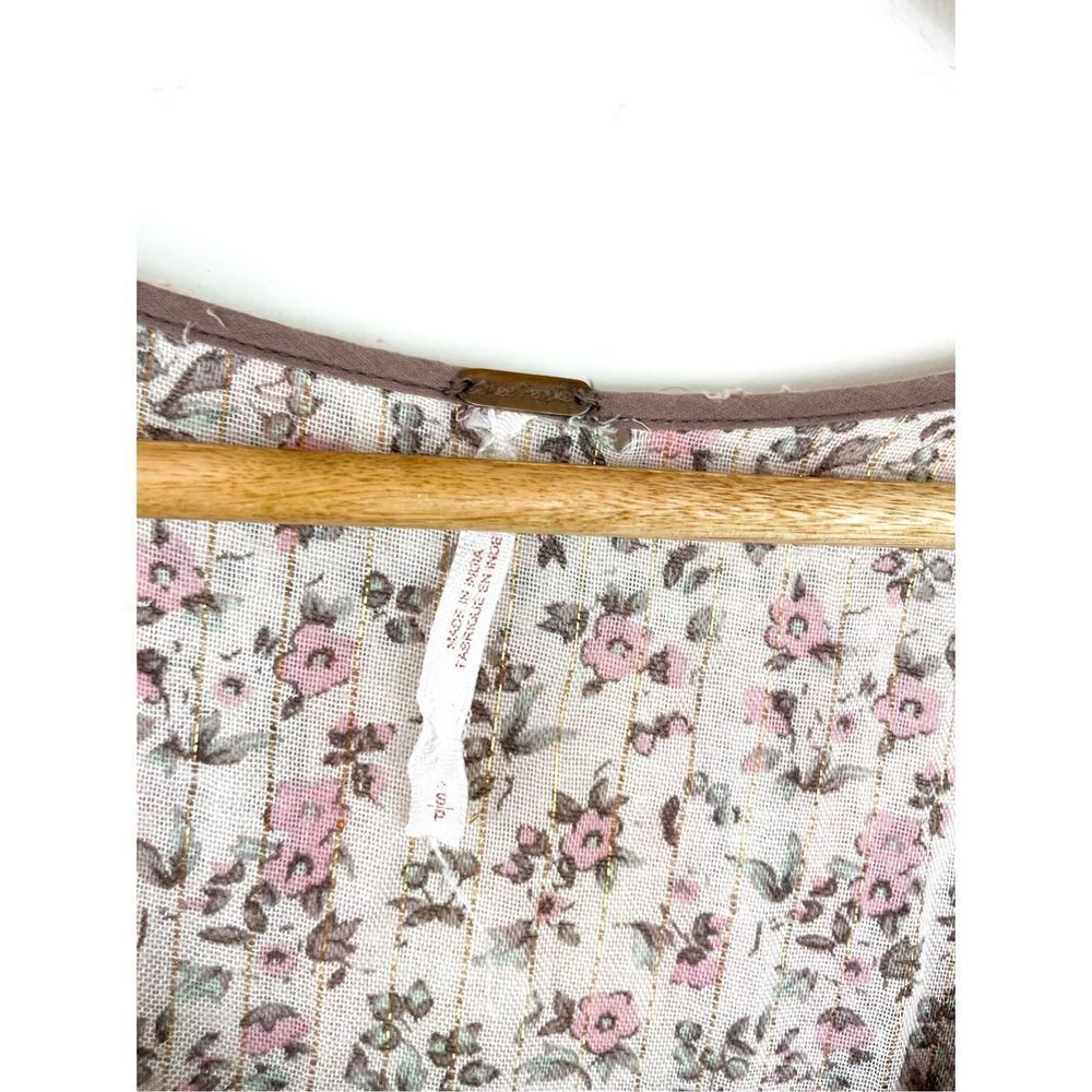 Free People Dream Lover Tunic Boho Peasant Tassel Long Sleeve Blouse with Floral - Picture 7 of 16